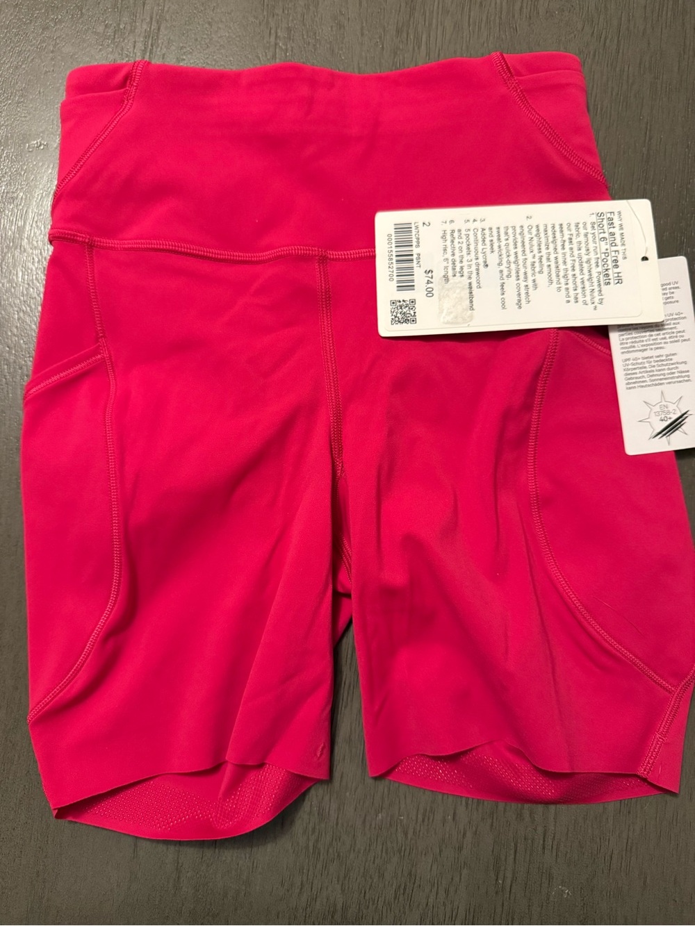 lululemon Fast and Free High-Rise Short 6" *5 Pocket in the passionate pink